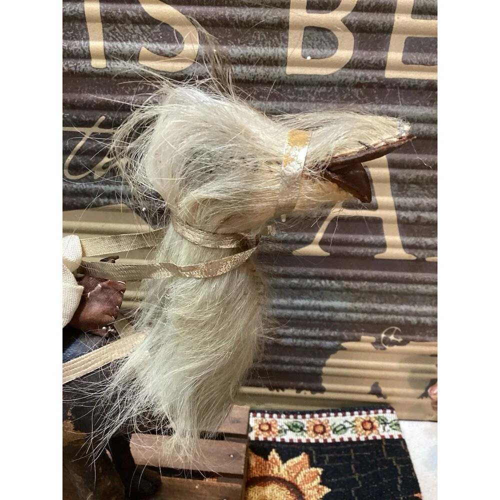 Vintage Leather & Fur Wrapped & Stitched Camel With Rider Handmade Middle East